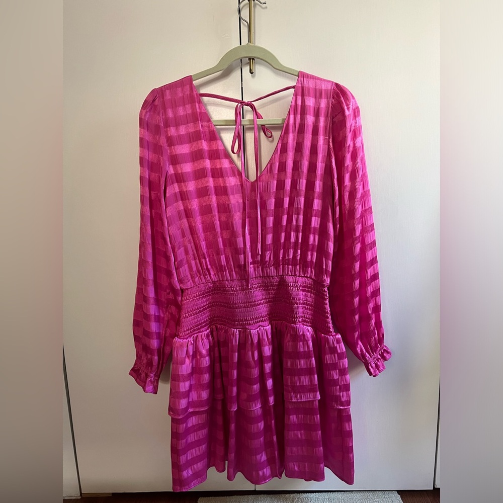 1STATE Pink cinched waist sleeved mini dress
